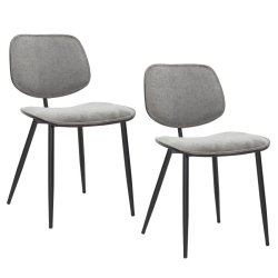 COSMIC HOMES Dining Chair In Light Grey, Walnut And Black, Formal Or Casual Dining Chair, Side Chair Set Of 2