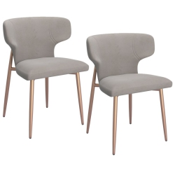 COSMIC HOMES Contemporary Styling Dining Chair In And Aged Gold, Side Chair Set Of 2, Velvet In Grey