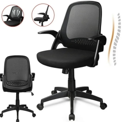 MOUSTACHE Office Chair With Flip-Up Armrests, Swivel Desk Chair Task Chair for Home Conference Room In Black