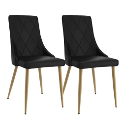 COSMIC HOMES Dining Chair In And Aged Gold, Formal Or Casual Dining Chair, Side Chair Set Of 2, Faux Leather Upholstered Chair for Dining Room
