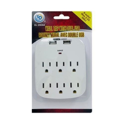 SD Wall Tap With Dual USB 6 Outlet Max 2.4A