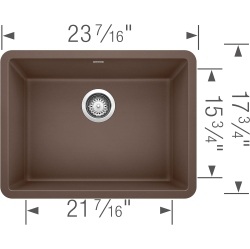 BLANCO 522418 Precis 24" Single Bowl-Caf Sink, 23.44" L X 17.75" W for 27" Cabinet In Brown