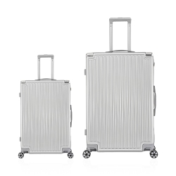 WINGOMART 2-Piece Luggage Set Lightweight Durable PC+Abs Hardshell, Double Spinner Wheels, Tsa Lock - 20In & 28In - In Silver