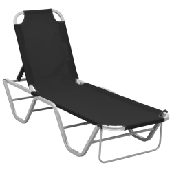 VIDAXL Sun Lounger Aluminium And Textilene In Black