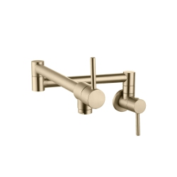 STYLISH A - Stainless Steel Wall Mount Pot Filler Folding Stretchable With Two Handles In Brushed Finish - K-145G In Gold