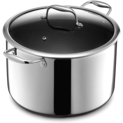 HEXCLAD 10 Quart Hybrid Nonstick Saucepan And Lid, Dishwasher And Oven Friendly, Compatible With All Cooktops