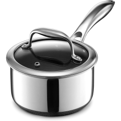 HEXCLAD 1 Quart Hybrid Nonstick Saucepan And Lid, Dishwasher And Oven Friendly, Compatible With All Cooktops