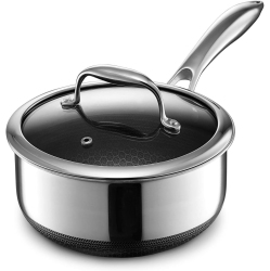 HEXCLAD 2 Quart Hybrid Nonstick Saucepan And Lid, Dishwasher And Oven Friendly, Compatible With All Cooktops
