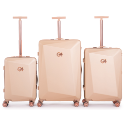 WINGOMART 3-Piece Luggage Set Lightweight Durable PC+Abs Hardshell, Double Spinner Wheels, Tsa Lock - 20In/24In/28In - In Gold