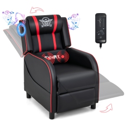GYMAX Massage Gaming Recliner Chair Pu Leather Single Recliner Sofa Chair