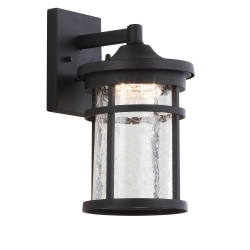 JONATHAN Y Campo Outdoor Wall Lantern Crackled Glassmetal Integrated Led Wall Sconce