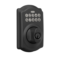SCHLAGE Electronic Keypad Deadbolt With Camelot Trim, Matte In Black