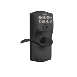 SCHLAGE Camelot Electronic Keypad Door Lock With Accent Handle, Matte In Black
