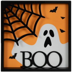 NORTHLIGHT Ghost And Spider Web "boo" Halloween Wall Sign - 9.75
