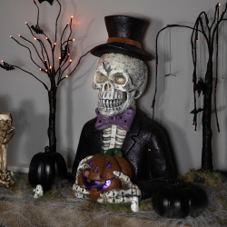 NORTHLIGHT Led Lighted Skeleton With Jack-O-Lantern Halloween Decoration - 23.5