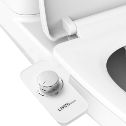 LIVINGBASICS Ultra-Thin Toilet Bidet Attachment, Dual Nozzle Self Cleaning Bidet Toilet Non-Electric With Adjustable Water Pressure