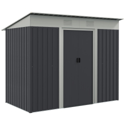 OUTSUNNY 7' X 4' Outdoor Storage Shed, Metal Garden Tool Storage House Organizer \w Lockable Sliding Doors And Vents for Backyard Patio Lawn