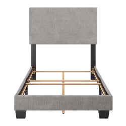 CORLIVING Celeste Modern Upholstered Twin/single Bed Frame With Headboard, Light In Grey