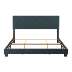 CORLIVING Celeste Modern Upholstered King Bed Frame With Headboard In Blue