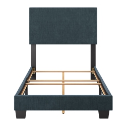 CORLIVING Celeste Modern Upholstered Twin/ Single Bed Frame With Headboard In Blue