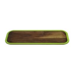 DAVIDRASMUSSENDESIGN 15" And Brown Handcrafted Rectangular Serving Tray In Green