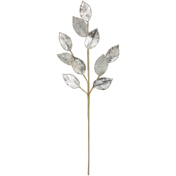 NORTHLIGHT 28" Platinum And Icy Glitter Leaves Christmas Spray In Silver