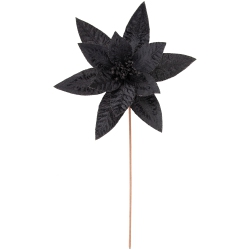NORTHLIGHT 25" Glittered Poinsettia Christmas Floral Stem Spray In Black