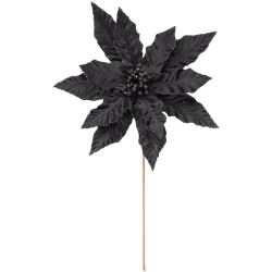 NORTHLIGHT 26" Glittered Poinsettia Christmas Stem Spray In Black
