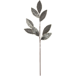 NORTHLIGHT 28" Glitter Textured Leaves Christmas Spray In Gray