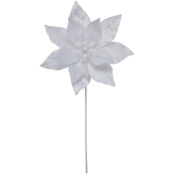 NORTHLIGHT 24" Glittered Poinsettia Christmas Stem Spray In White