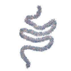 KURT ADLER Battery Operated Lighted Iridescent Tinsel Christmas Garland - Led Warm - 9.25' In White