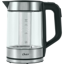 OSTER - Glass Kettle With Tea Infuser, 1.7 Litre Capacity, 5 Temperature Settings, Stainless Steel
