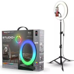 MONSTER Mlb7-1068-RGB Studio Plus Smart Ring Lamp And Led Vlogging Kit, Includes Tripod Stand/mount