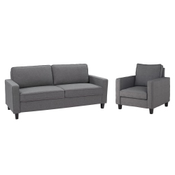 CORLIVING Georgia Fabric Three Seater Sofa And Chair Set - 2PCs In Grey