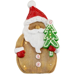 NORTHLIGHT Led Lighted Gingerbread Santa Claus Glittered Christmas Figure - 15.5