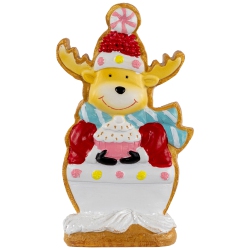 NORTHLIGHT Gingerbread Reindeer With Cupcake Christmas Figurine - 7