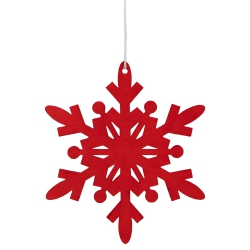 NORTHLIGHT 6-Point Hanging Wooden Snowflake Christmas Ornament - 7.75" - In Red