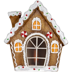 NORTHLIGHT Led Lighted Frosted Gingerbread Peppermint Christmas House - 12.5