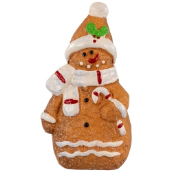 NORTHLIGHT Frosted Gingerbread Snowman With Candy Cane Christmas Figurine - 4