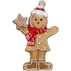 NORTHLIGHT Led Lighted Gingerbread Boy With Frosted Cookie Star Christmas Figurine - 15.5
