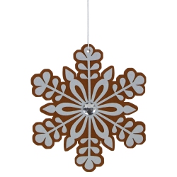 NORTHLIGHT Gingerbread Snowflake Christmas Ornament With Gem - 10" - Brown And In White