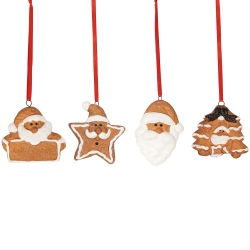 NORTHLIGHT Set Of 4 Santa Claus Gingerbread Christmas Ornaments 2.5