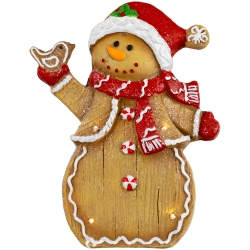 NORTHLIGHT Led Lighted Gingerbread Snowman With Bird Christmas Figure - 15