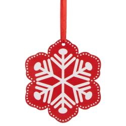 NORTHLIGHT Wooden Snowflake Cutout Christmas Ornament - 6" - And White In Red