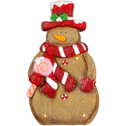 NORTHLIGHT Led Lighted Gingerbread Snowman With Lollipop Christmas Figure - 15.5