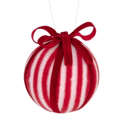 NORTHLIGHT Striped Candy Cane Christmas Ball Ornament - 4" (100Mm) - And White In Red