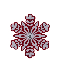 NORTHLIGHT Peppermint Snowflake Christmas Ornament With Gem - 10" - And White In Red
