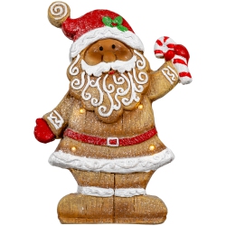 NORTHLIGHT Led Lighted Gingerbread Santa With Candy Cane Christmas Figure - 15