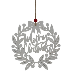 NORTHLIGHT 8" "merry Christmas" Wreath Cutout Hanging Ornament In White