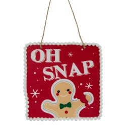 NORTHLIGHT 6.25" Gingerbread Man "oh Snap" Square Christmas Ornament